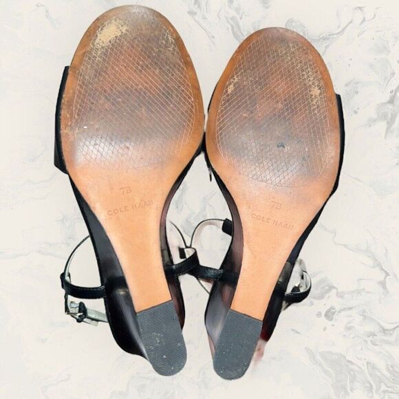 Cole Haan Black Wedge Sandals 7B - Picture 8 of 9